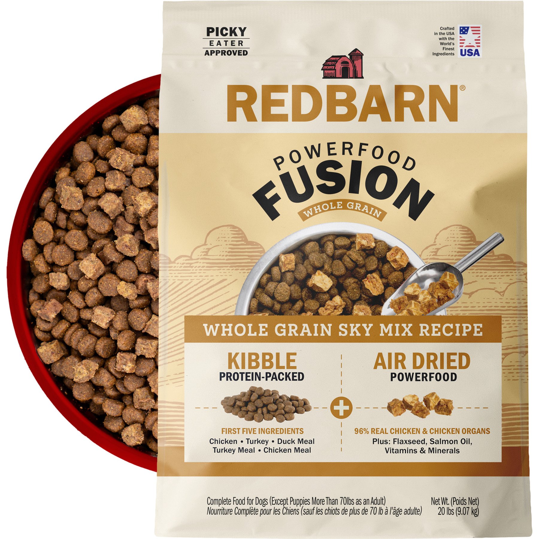 Redbarn Powerfood Fusion Air Dried Whole Grain Sky Chicken & Turkey Recipe Kibble Blend Dry Dog Food, 20-lb bag