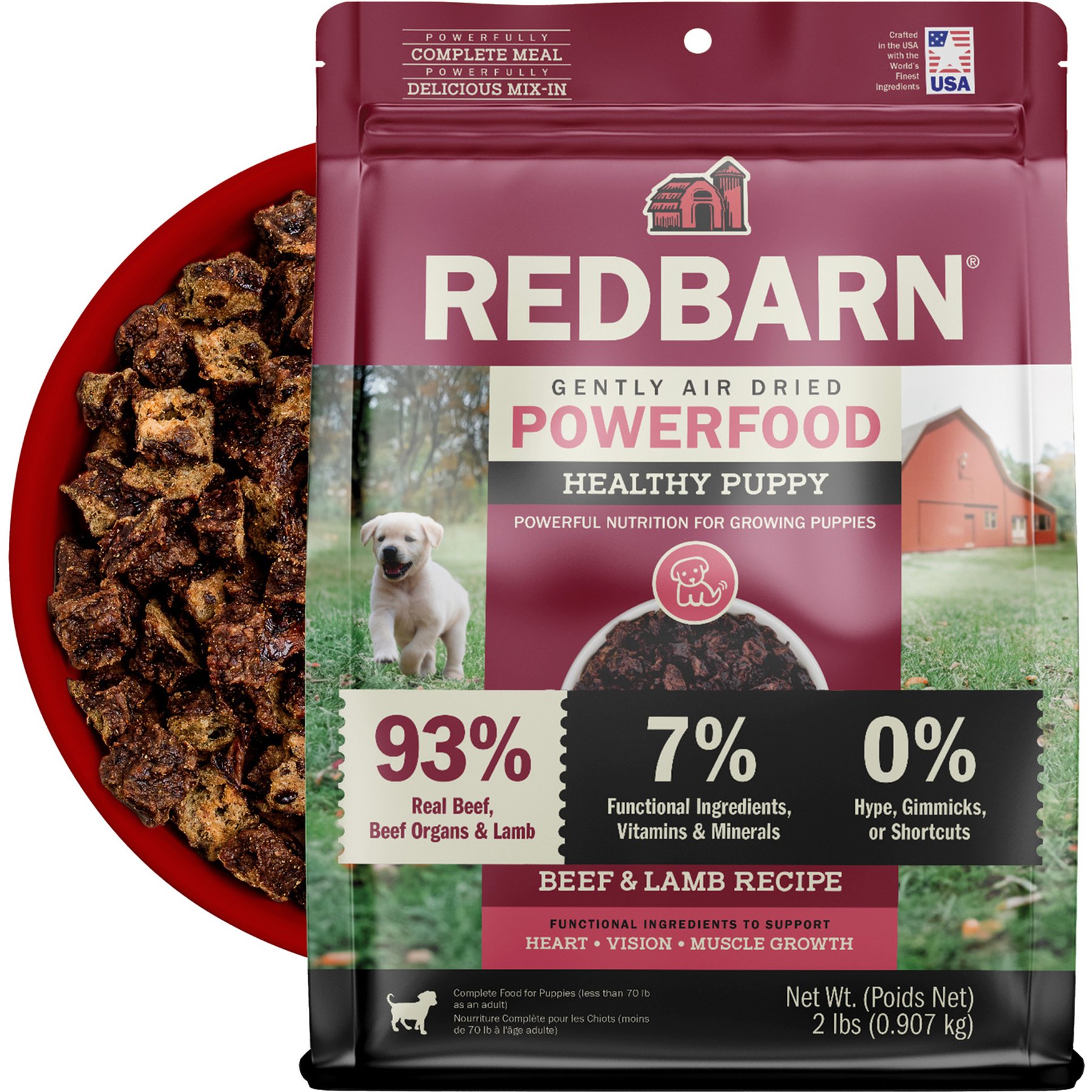 Redbarn Powerfood Healthy Puppy Beef & Lamb Grain-Free Gently Air-Dried Dog Food, 2-lb bag