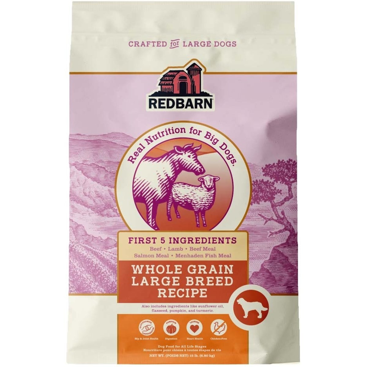 Redbarn Whole Grain Large Breed Recipe Dry Dog Food, 15-lb bag