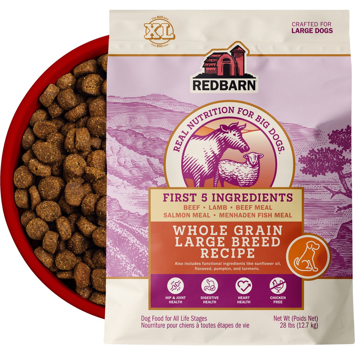 Redbarn Whole Grain Large Breed Recipe Dry Dog Food, 28-lb bag
