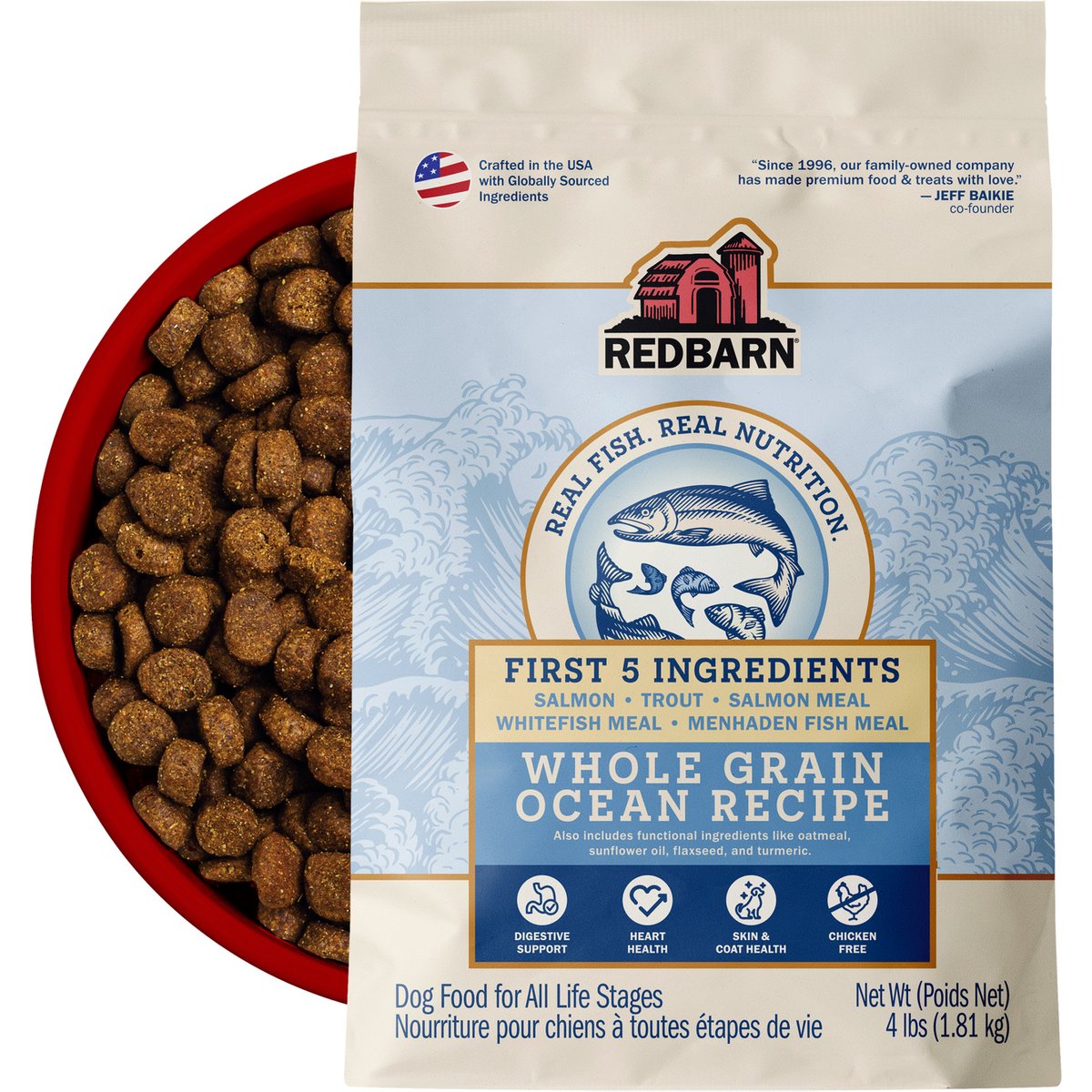 Redbarn Whole Grain Ocean Recipe Dry Dog Food, 4-lb bag