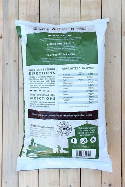 Redmond Natural Trace Mineral Salt Supplement for Farm Animals, 50-lb bag