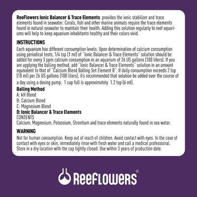 Show full view: Reeflowers Ionic Balancer & Trace Elements D Aquarium Water Treatment, 101-oz bottle slide 3 of 9
