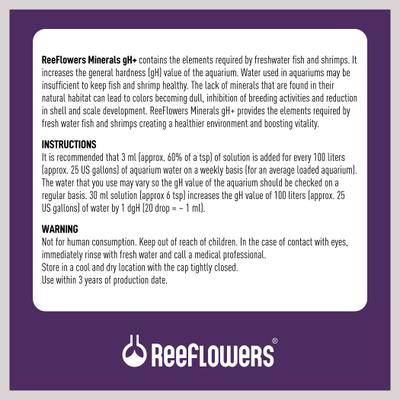 Show full view: Reeflowers Minerals gH+ Fish Aquarium Water Conditioner, 8.5-fl oz bottle slide 3 of 7