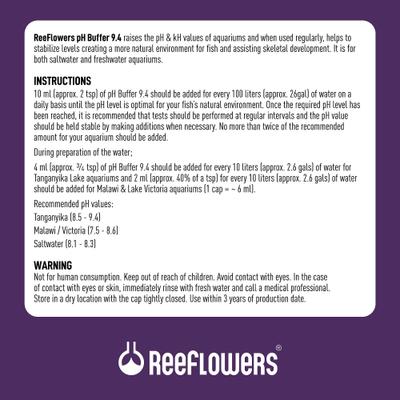 Show full view: Reeflowers pH Buffer 9.4 pH+ Aquarium Water Treatment, 101-oz bottle slide 3 of 7