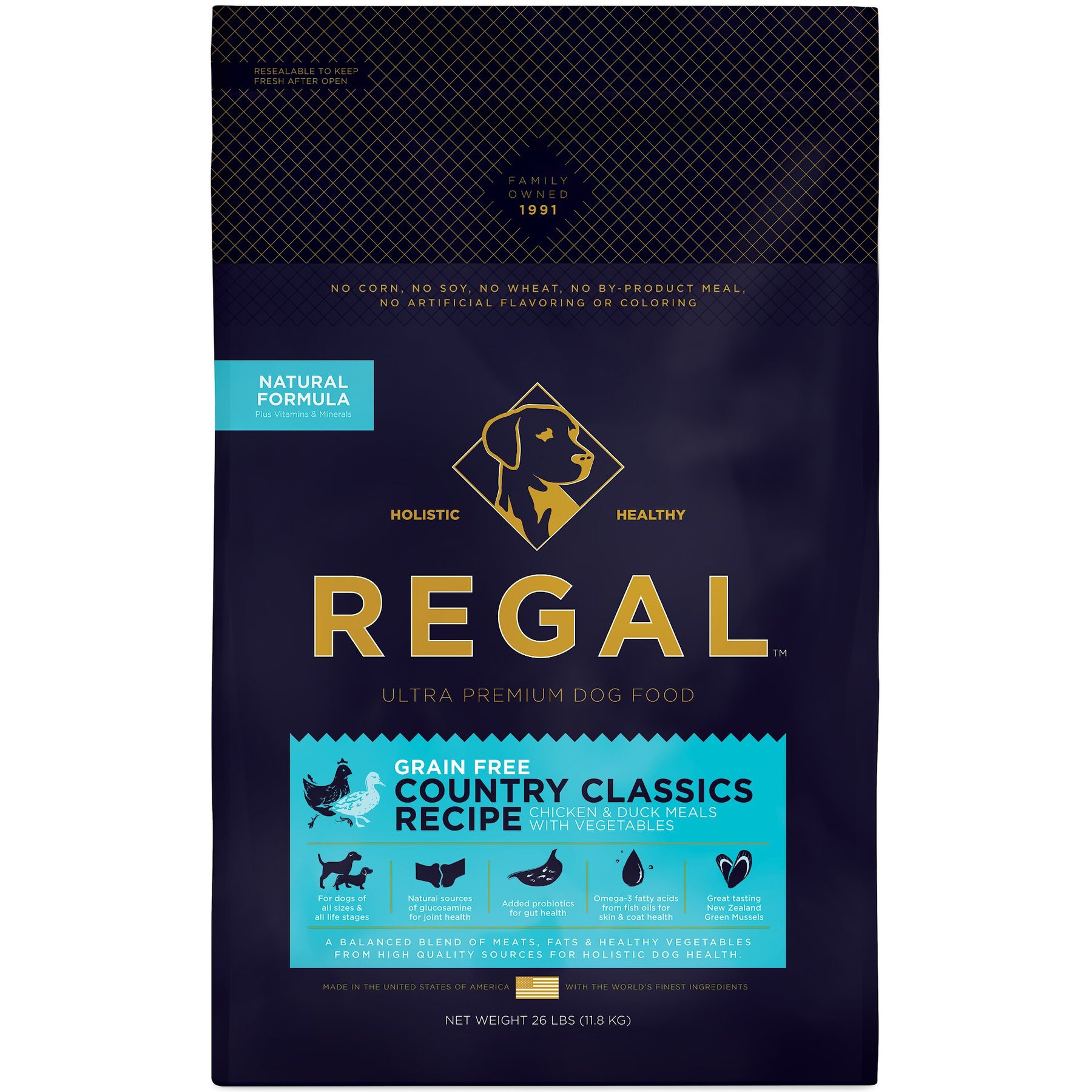 Regal Pet Foods Country Classics Recipe Grain-Free Chicken & Duck Meals Dry Dog Food, 26-lb bag