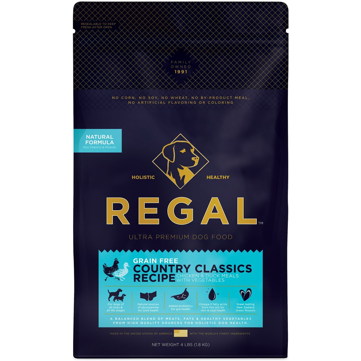 Regal Pet Foods Country Classics Recipe Grain-Free Chicken & Duck Meals Dry Dog Food, 4-lb bag