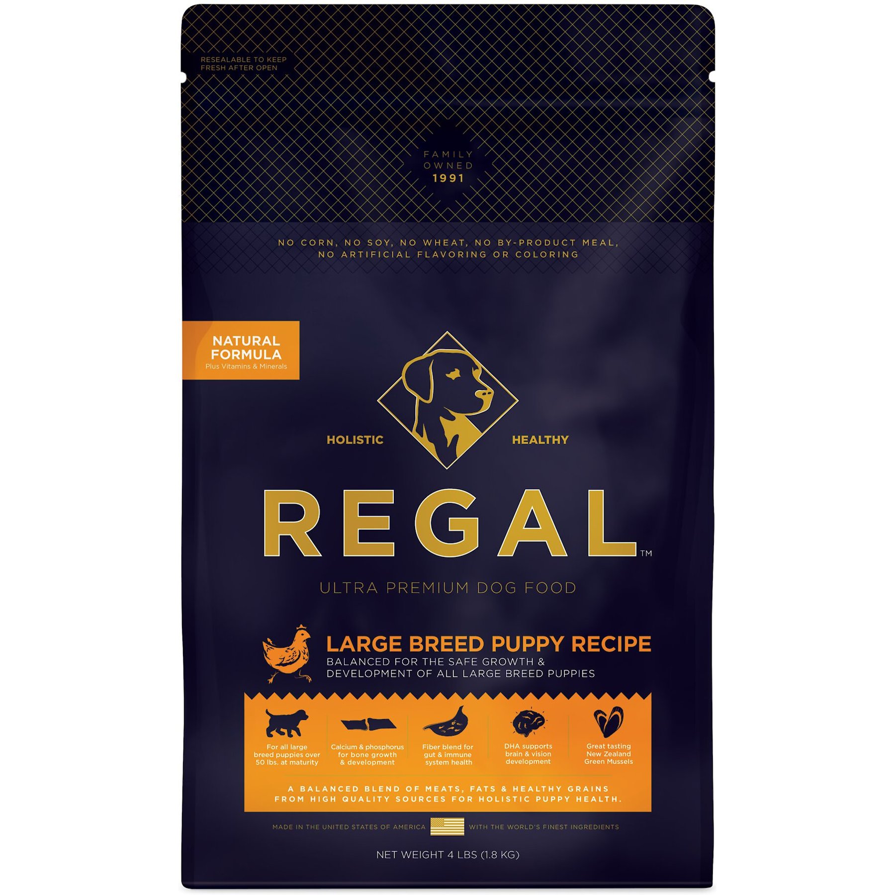 Regal Pet Foods Large Breed Puppy Recipe Dry Dog Food, 4-lb bag