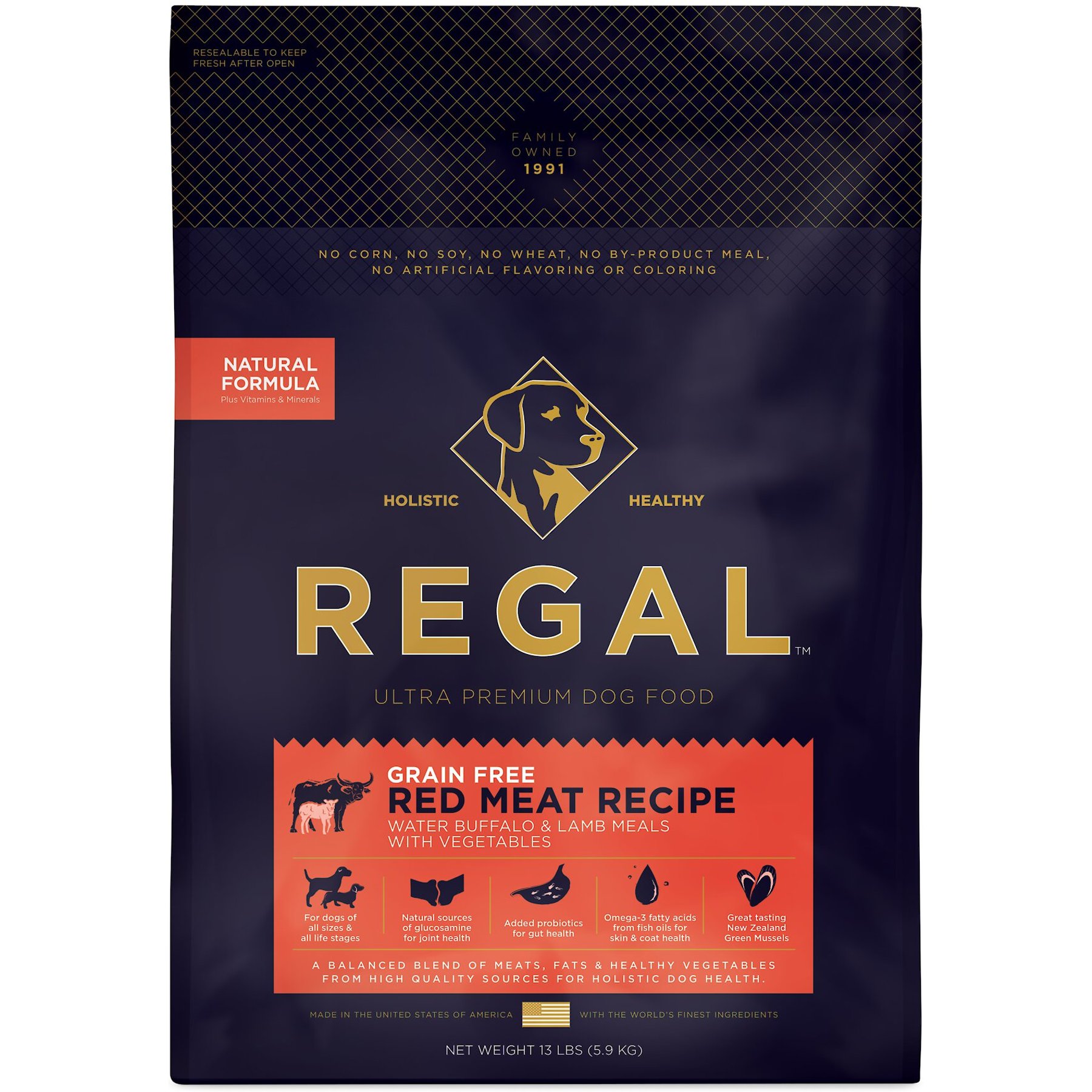 Regal Pet Foods Red Meat Recipe Grain-Free Buffalo & Lamb Meals Dry Dog Food, 13-lb bag