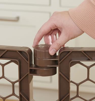 Show full view: Regalo Pet Plastic Play Pen & Super Wide Dog Gate with Door, Brown slide 4 of 5