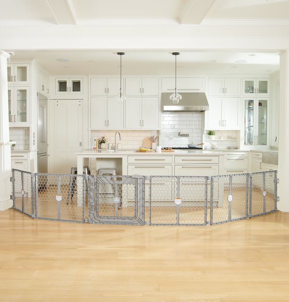 Show full view: Regalo Pet Plastic Play Pen & Super Wide Dog Gate with Door, Gray slide 1 of 5
