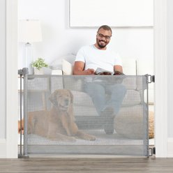 Regalo Pet Retractable Mesh Dog Gate, Gray