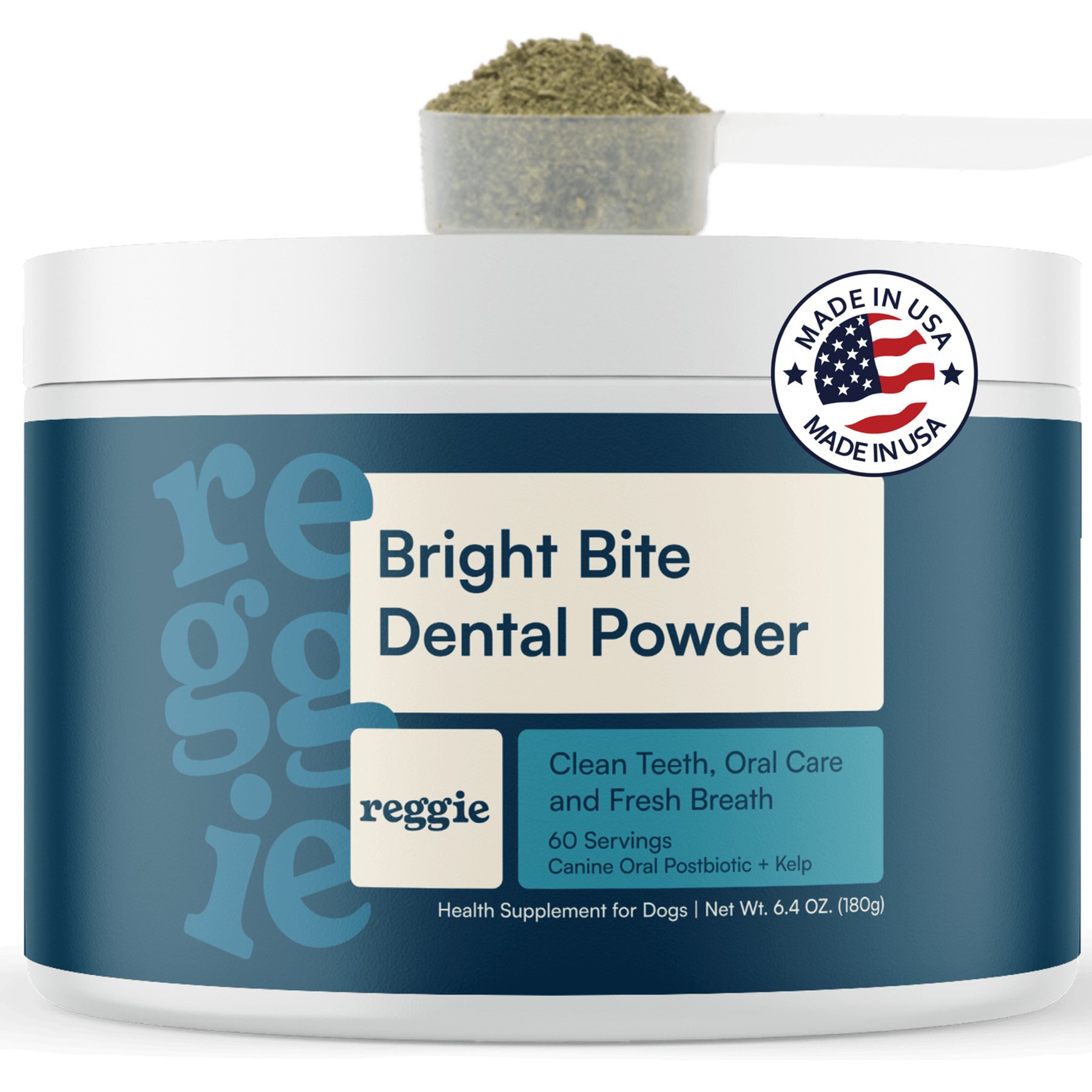 Reggie Bright Bite Kelp Flavored Dental Powder Supplement for Dogs, 60 servings