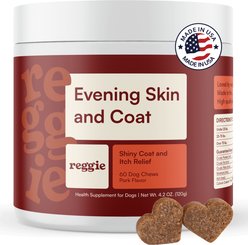 Reggie Evening Skin & Coat Chew Pork Flavored Soft Chew Skin & Coat Supplement for Dogs, 60 count