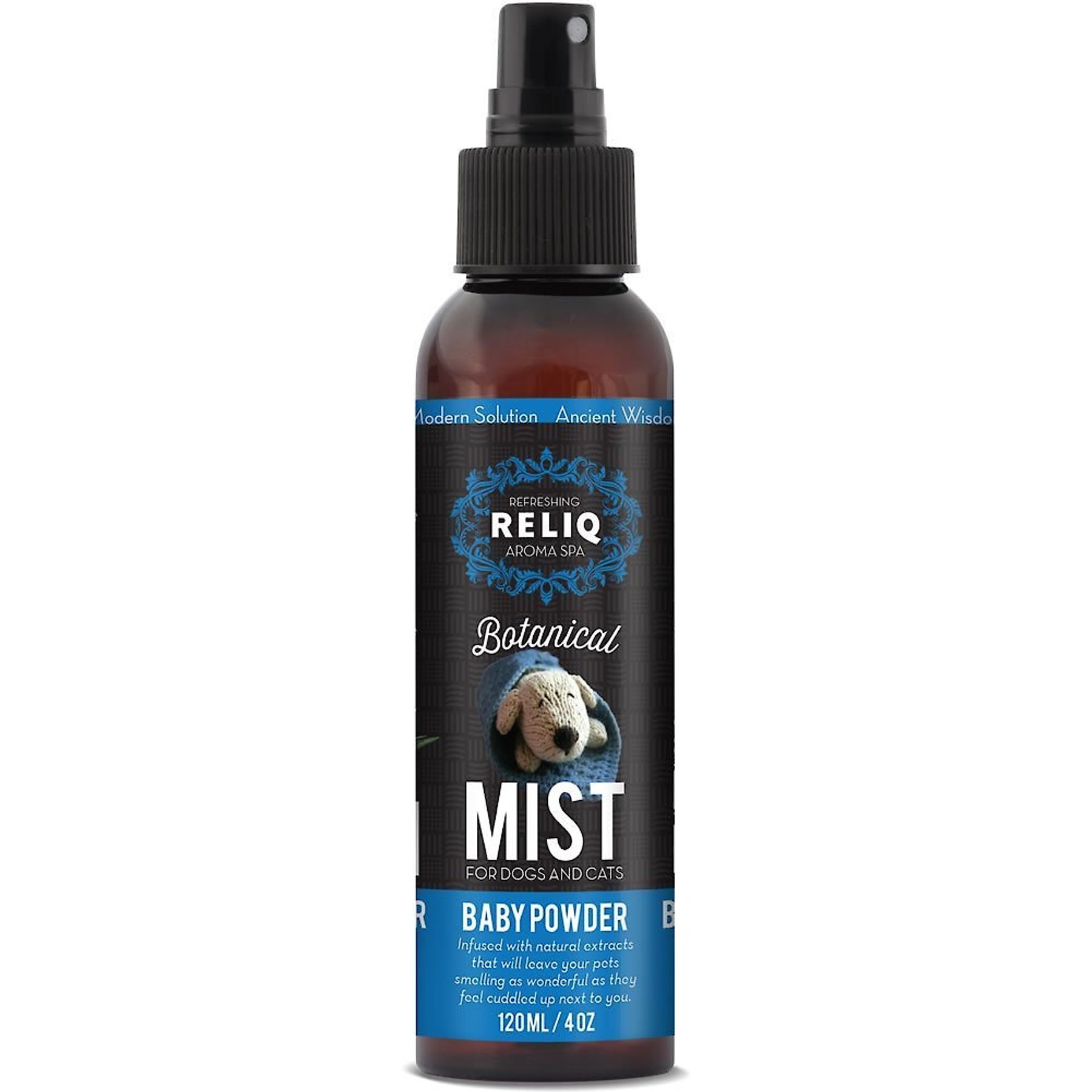 RELIQ Aroma SPA Botanical Mist Baby Powder Dog & Cat Spray, 4-fl oz bottle