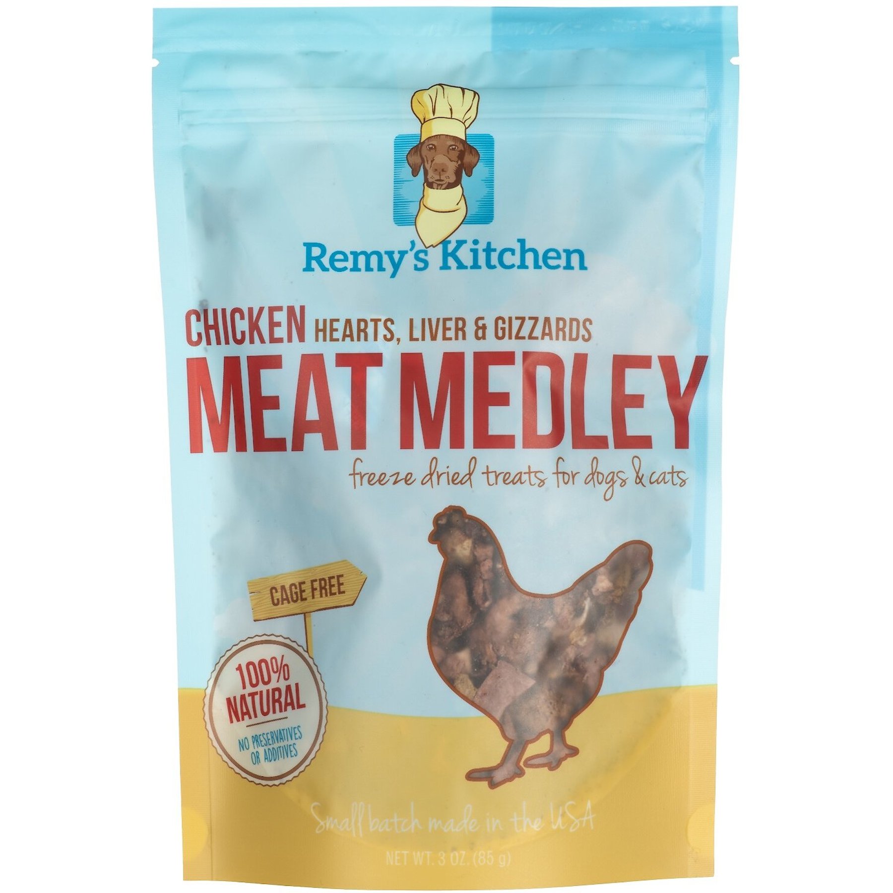 Remy's Kitchen Chicken Hearts, Liver & Gizzards Meat Medley Freeze-Dried Dog & Cat Treats, 3-oz bag