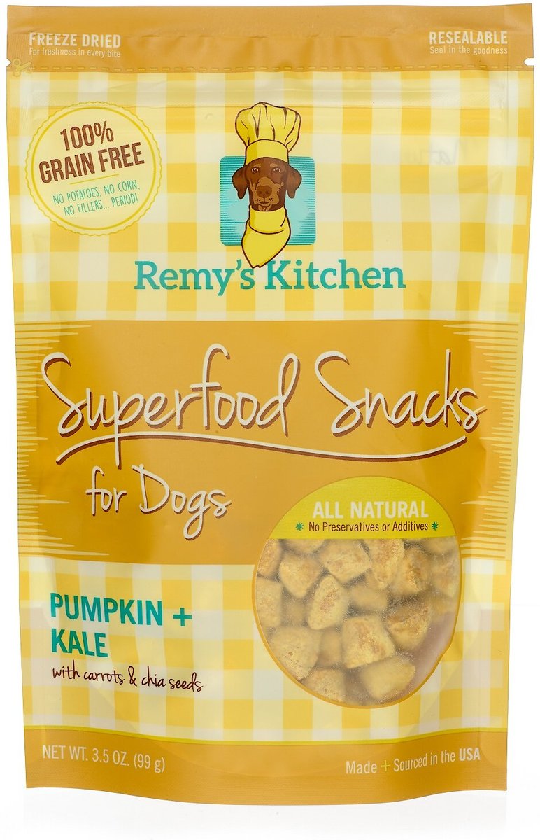 Remy's Kitchen Superfood Snacks Pumpkin & Kale Flavor Grain-Free Freeze-Dried Dog Treats, 3.5-oz bag