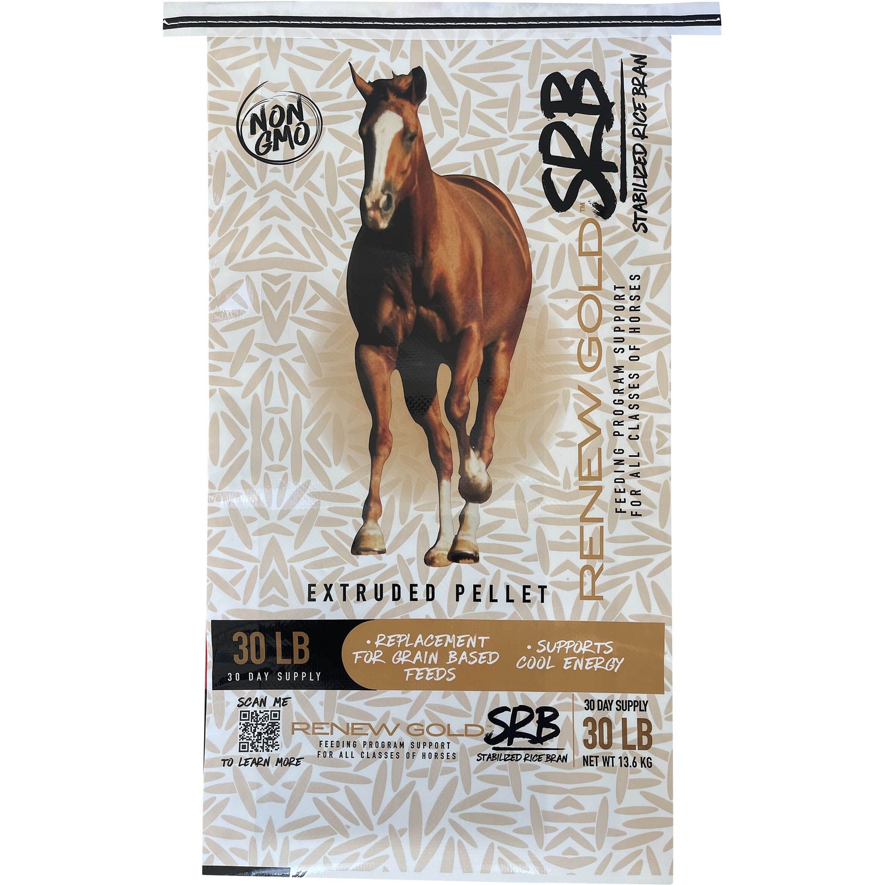 Renew Gold SRB Stabilized Rice Bran Horse Supplement, 30-lb bag