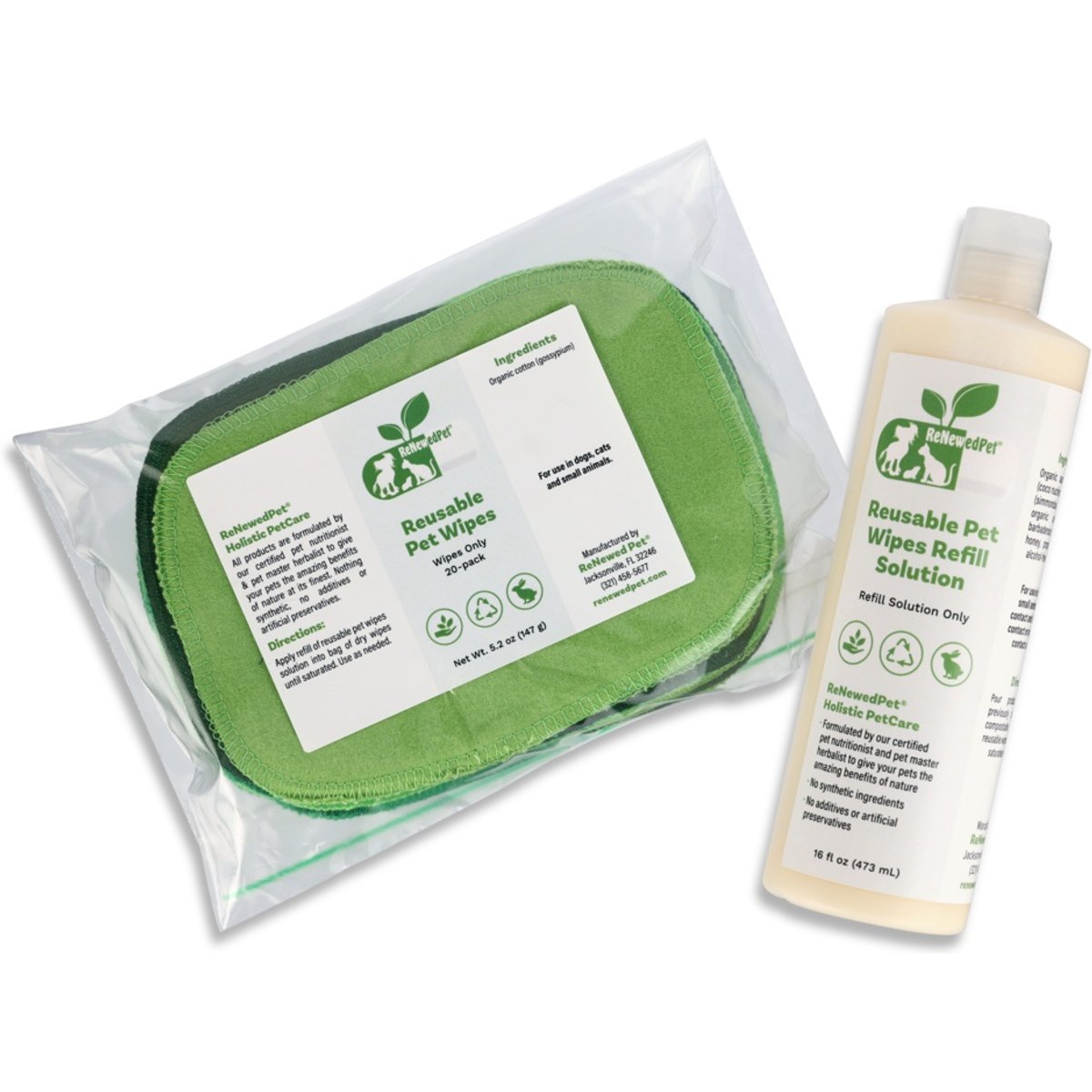 RenewedPet Reusable Pet Grooming Wipes, 20 count