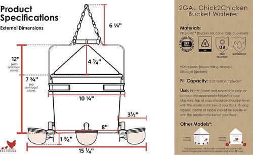 Show full view: RentACoop Chick2Chicken Automatic Chicken Feeder & Waterer Set, 10-lb, 2-gal slide 4 of 8