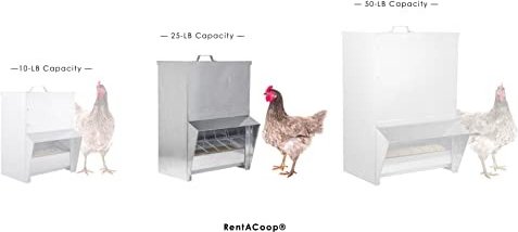 RentACoop Weatherproof Galvanized Chicken Trough Feeder, 25-lb