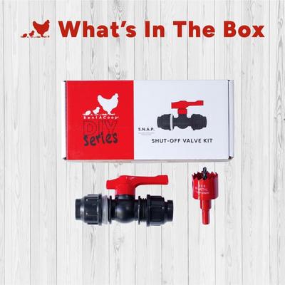 Show full view: RentACoop S.N.A.P. Chicken Watering System Glueless Shut-Off Valve Kit slide 4 of 6