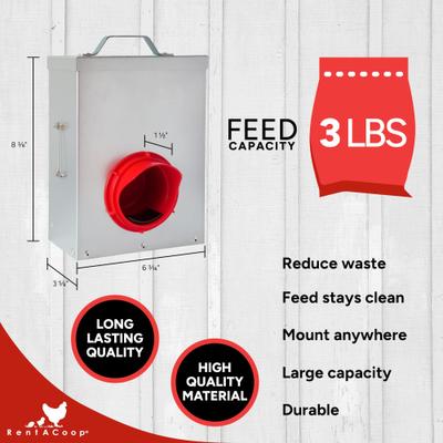 Show full view: RentACoop Chick2Chicken Medium Port Chicken Feeder with Cover, 3-lb slide 2 of 6