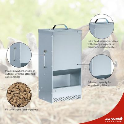 Show full view: RAC Paws by RentACoop Metallic Rabbit Feeder, 5lb slide 3 of 4