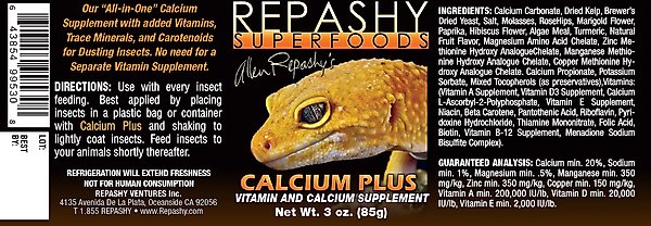 Show full view: Repashy Superfoods Calcium Plus Reptile Supplement, 3-oz bottle slide 2 of 4