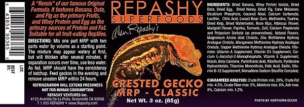 Show full view: Repashy Superfoods Crested Gecko Classic Meal Replacement Powder Reptile Food, 3-oz bottle slide 2 of 3