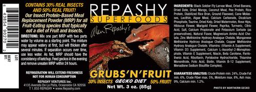 Show full view: Repashy Superfoods Grubs 'N' Fruit Meal Replacement Powder Crested Gecko Food, 3-oz bottle slide 2 of 2