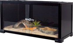 REPTI ZOO 15-gal Full Tempered Glass Reptile Terrarium Reptile Habitat, Black