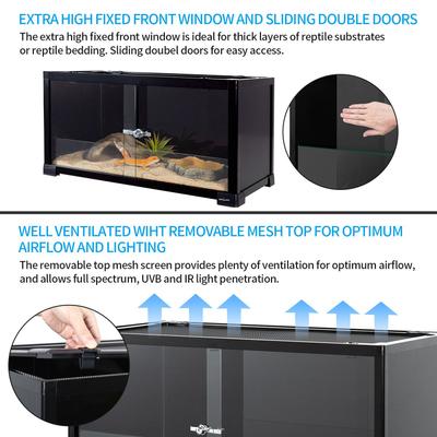 Show full view: REPTI ZOO 15-gal Full Tempered Glass Reptile Terrarium Reptile Habitat, Black slide 5 of 7