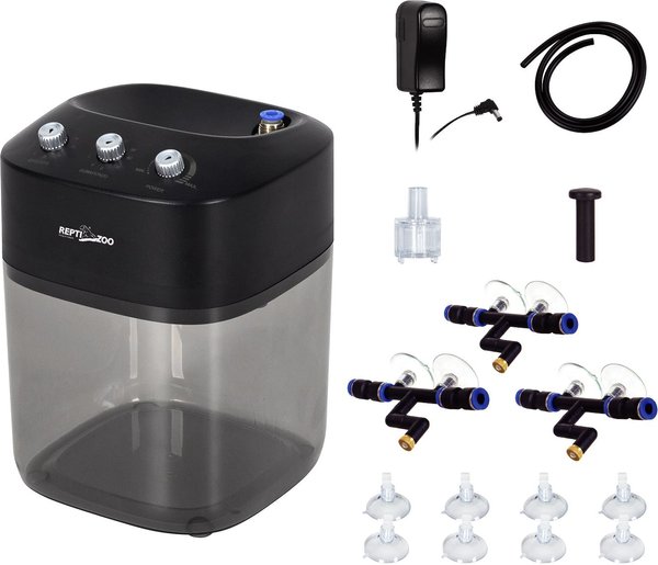 REPTI ZOO 2.2L Solo Adjustable Starter Mister with 3 PCS Nozzles Reptile Waterer, Black
