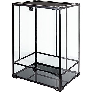 REPTI ZOO 2-in-1 Tall Glass Reptile Terrarium, Black