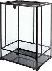 REPTI ZOO 2-in-1 Tall Glass Reptile Terrarium, Black