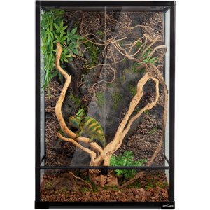 REPTI ZOO 2-in-1 Tall Glass Reptile Terrarium, Black