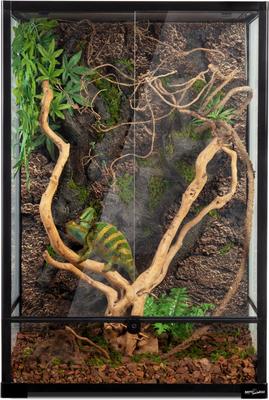 Show full view: REPTI ZOO 2-in-1 Tall Glass Reptile Terrarium, Black slide 2 of 9