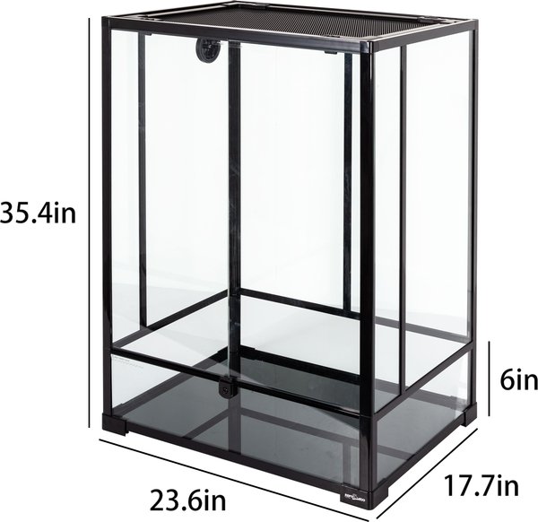 REPTI ZOO 2-in-1 Tall Glass Reptile Terrarium, Black