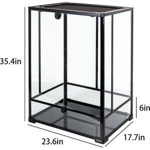 REPTI ZOO 2-in-1 Tall Glass Reptile Terrarium, Black