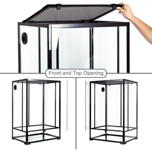 REPTI ZOO 2-in-1 Tall Glass Reptile Terrarium, Black