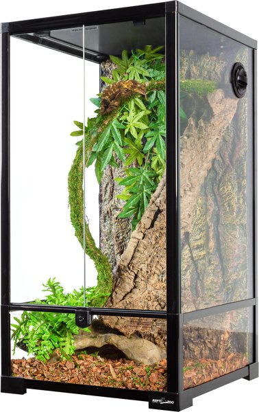 REPTI ZOO 33-gal Full Tempered Glass Reptile Terrarium Habitat, Black