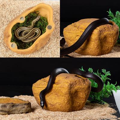 Show full view: REPTI ZOO 3-in-1 Magnetic Attraction Snake, Ball Python & Geckos Reptile Cave, Large, Yellow slide 3 of 7