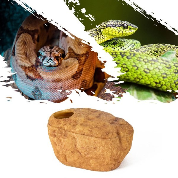 REPTI ZOO 3-in-1 Magnetic Attraction Snake, Ball Python & Geckos Reptile Cave, Large