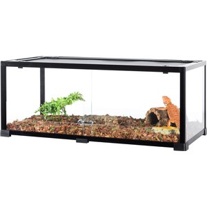 REPTI ZOO Double Stacked Glass Habitat Reptile Terrarium, Black, 2 count