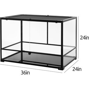 REPTI ZOO 90-gal Full Tempered Glass Reptile Terrarium with Double Swing Doors Reptile Habitat, Black