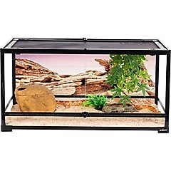 REPTI ZOO Front Double Hinge Door with PVC Background Reptile Glass Terrarium Tank, 40-gal, Black