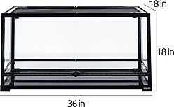 REPTI ZOO Front Double Hinge Door with PVC Background Reptile Glass Terrarium Tank, 40-gal, Black slide 2 of 6