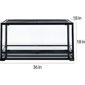 REPTI ZOO Front Double Hinge Door with PVC Background Reptile Glass Terrarium Tank, 40-gal, Black