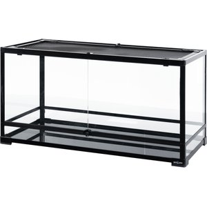 REPTI ZOO Front Double Hinge Door with PVC Background Reptile Glass Terrarium Tank, 40-gal, Black